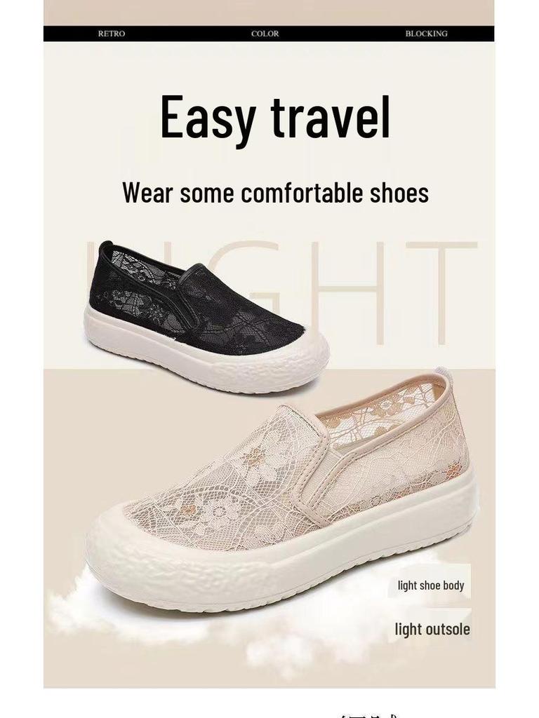 2024 Spring Women's Versatile Mesh Slip-on Casual Breathable Soft Sole Shoes for Moms