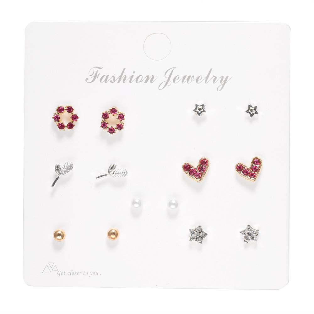 Boucles d'oreilles 6 paires/ensemble Boucles d'oreilles élégantes à breloques Boucles d'oreilles élégantes pour tempérament Bijoux pour femmes Cadeaux