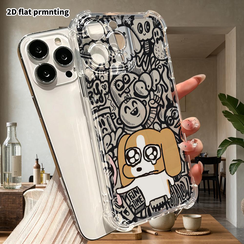 Phone Case: 2D Flat Suitable for iPhone 18 17 16 15 14 13 Pro, Transparent with Corner Protection, Sad Crying Face, Christmas and Halloween Gift