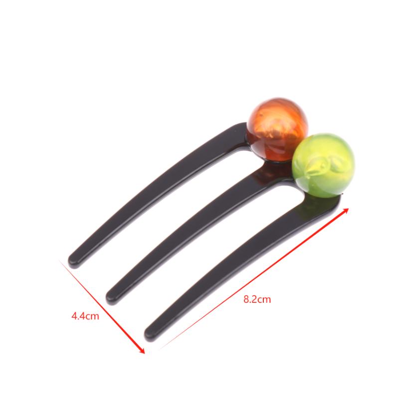 French Twist Pearl Beads Hair Stick Hair Clip Acetate U-Shaped Hairpin Vintage Tortoise Shell Women Hair Bun Pin Headwear