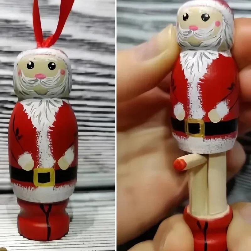 2026 Hot Funny Santa Claus Pendant, Christmas Ornaments, Funny Wooden Standing Santa Claus, Unique Christmas Craft Decorations