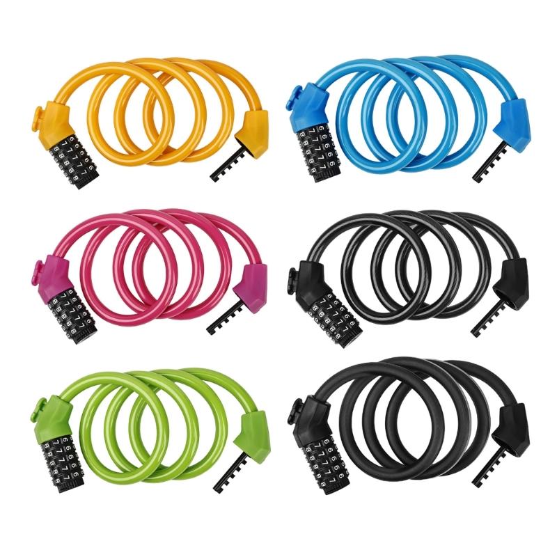 5Digit Combination Bike Cable Locks Self Coiling Bike Locks Waterproof Scooter Lock Chain Anti-Theft Bike Password Lock