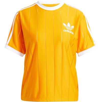 Adidas Originals Adicolor Serie Gestreiftes Weiches Rundhals-Pullover Kurzarm-T-Shirt Damen T-Shirts Gelb IY7224