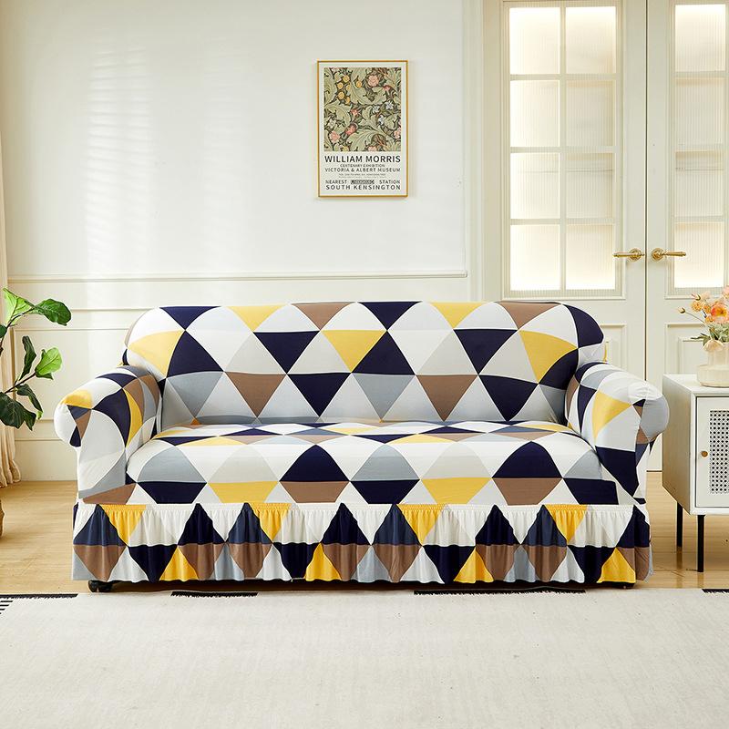 1 шт Натяжной чехол на диван с принтом нескользящий эластичный с юбкой защита мебели для спальни офиса гостиной домашний декор 1piece Single seat 4430₽