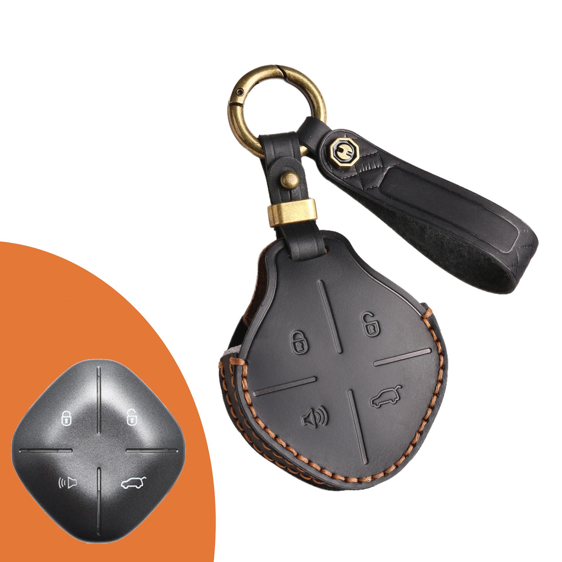 

Applicable to 2024 new Jietu Dasheng leather pure handmade high-end key cover case bag buckle car supplies чёрный