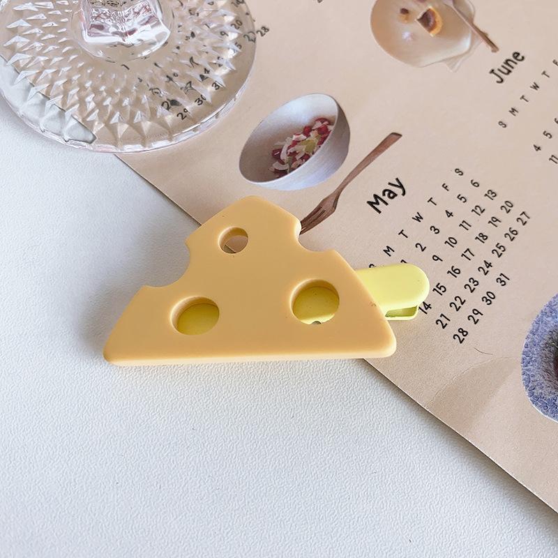Fun Cheese Grab Clip Creative Plate Hair Shark Clip Girl's Hair Claw Back Triangle Hollow Hair Grab Hair Ornament