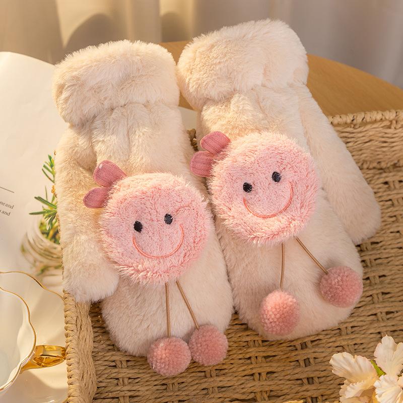 

Уличные плюшевые перчатки-митенки на шею для верховой езды, женские зимние утолщенные теплые студенческие с пальцами, от холода и влаги, зимние горячие модели