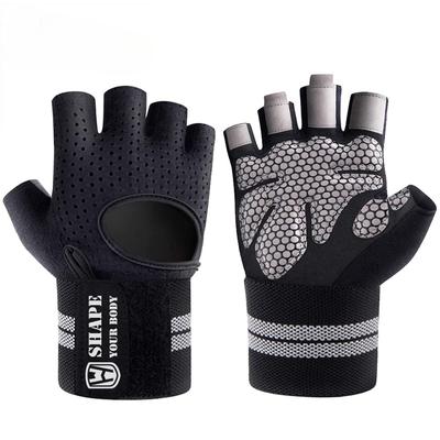 Half Finger Gym Fitness Gloves with Wrist Wrap Support for Men Women Crossfit Workout Power Weight Lifting Equipment
