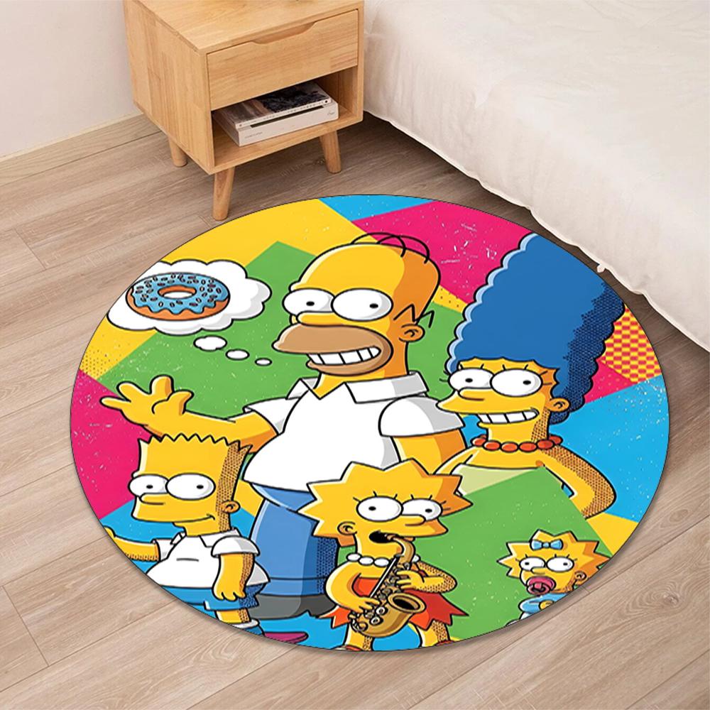 THE SIMPSONS Printed Round Rug Carpet Chair Rug Area Rug Entryway Doormats,for Office Chair Living Room Bedroom Kitchen Room.