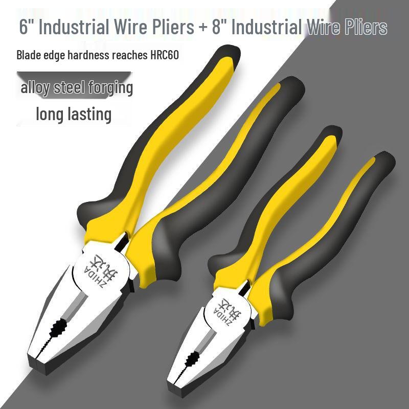 6-inch & 8-inch Multipurpose Industrial Grade Needle Nose & Diagonal Nose Pliers – Electrician's Steel Hand Tool