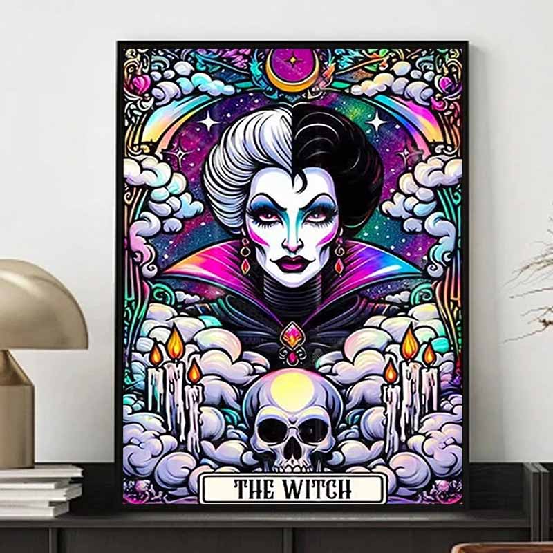 Disney 5D DIY Diamond Painting Cruella Dark Neon Tarot Style Illustration Full Round Diamond Mosaic Cartoon Dog Embroidery Art Painting Home Decor