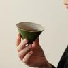 Retro small green orange ceramic teacup Kung Fu tea set tea cup flower mouth teacup single cup hat cup incense cup
