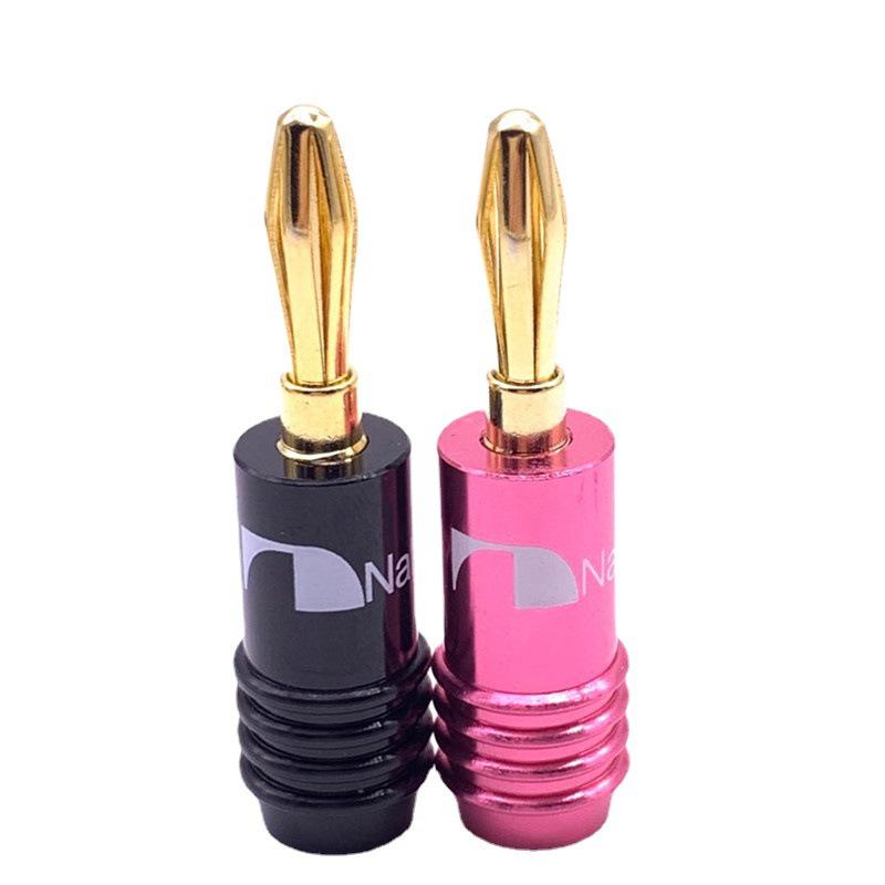 Midway Gold-Plated 4mm Banana Plug Solderless Binding Post for Audio Amplifier Speaker Wire - Purple/Black Shell