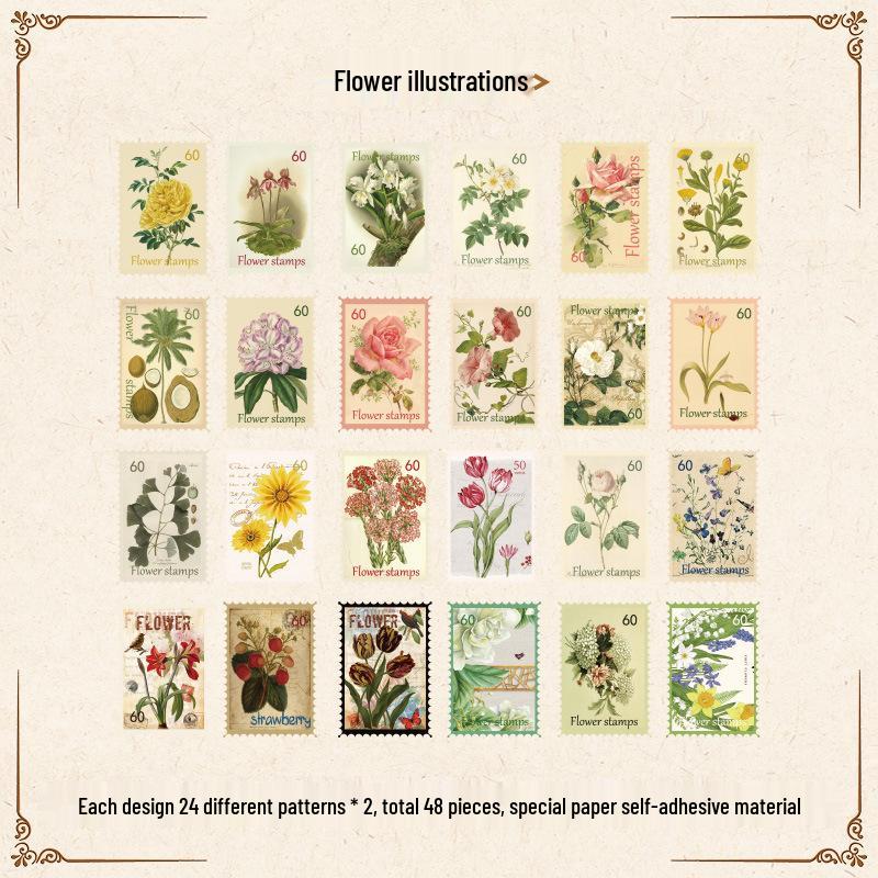 Philatelie Museum Retro Pflanzen & Blumen Journal Aufkleber Packung