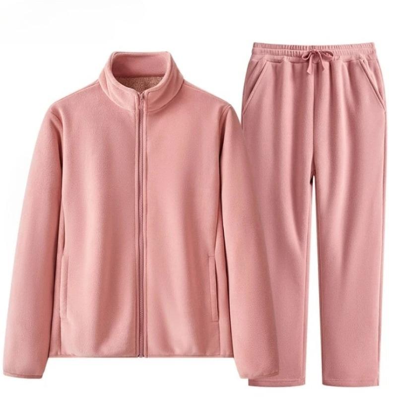 Winter Men's Women's Wool Hooded Long Pants Set Warm Cold Resistant Thick Sportswear Two-piece Set Casual Sportswear