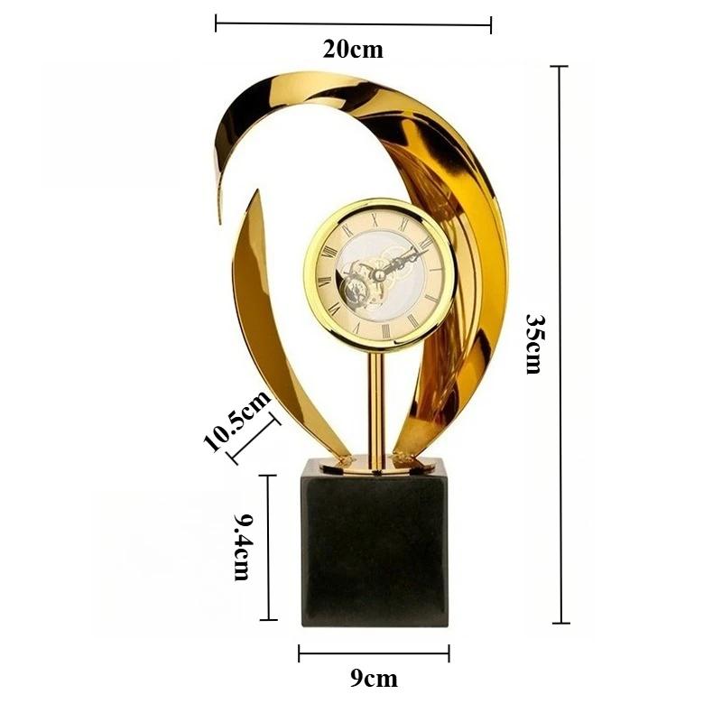 Kunstskulpturen Light Luxury Metallskulpturen Ästhetisch Ästhetisch Kreative Tischuhren Design Haushaltsdekoration Ornament