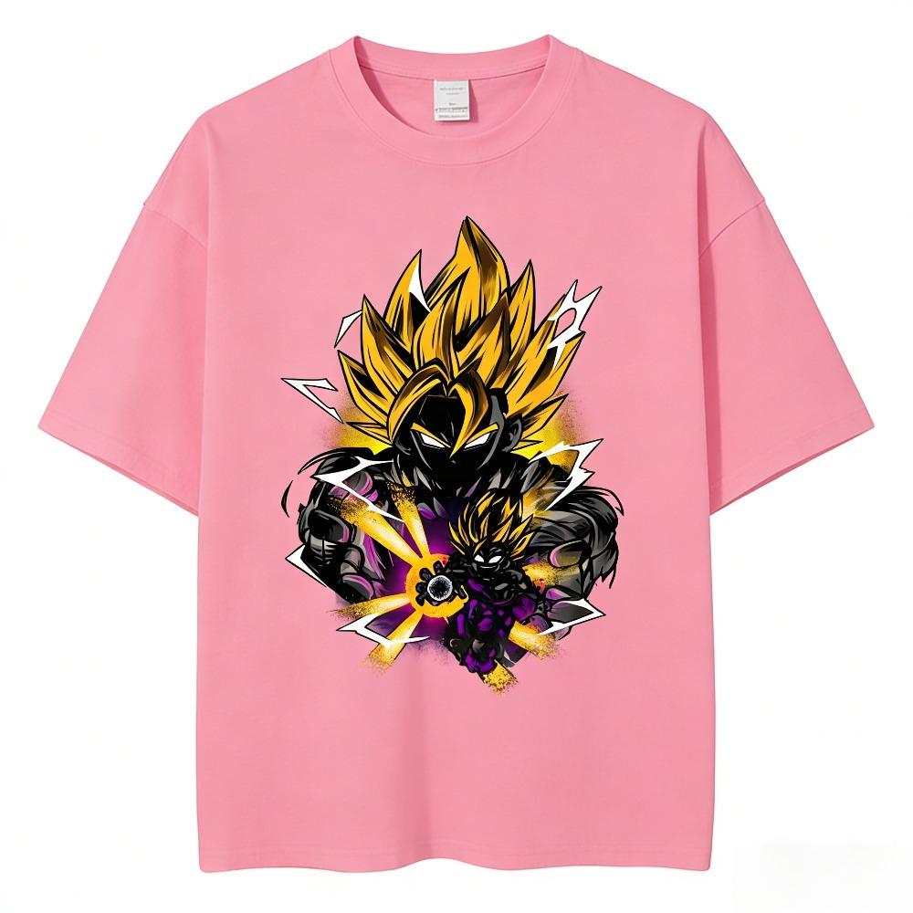 Dragon Ball Goku Unisex Pure Cotton Tshirt 2026 Summer Hot Anime Print American Loose Casual Parentchild Short Sleeved Top