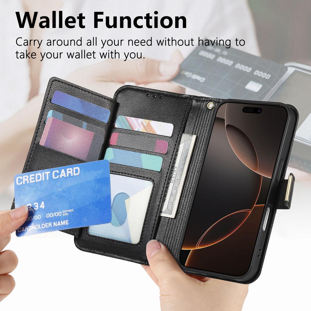 Floral Leather Wallet Case for iPhone 12-17 series.Vintage All-in-One Card Holder w/Stand, Magnetic Closure & Wrist Strap