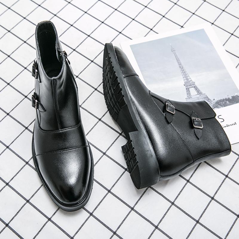 Zimní Nové Luxusní Značkové Pánské Boty Černé Chelsea Boty Pánské Kožené Business Boty na Silné Podrážce Špičaté Špičky Designové Pánské Boty