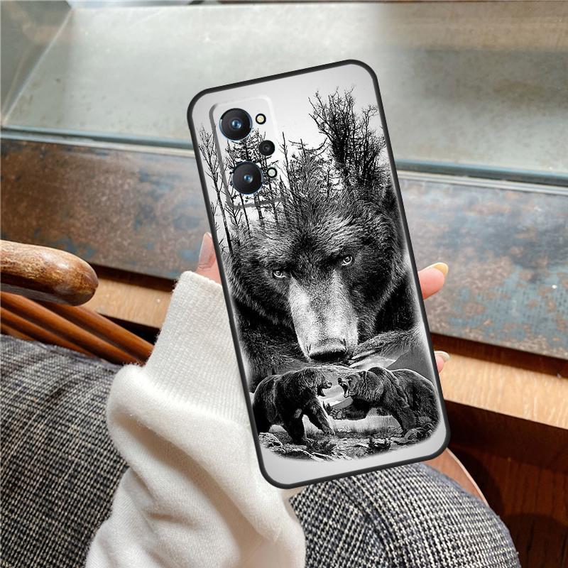 Cute Grizzly Bear Case For Realme 13 Pro Plus 11 12 14  C71 C75 C55 C51 C53 C25 C63 C61 C65 C67 GT6 GT7 15 Pro