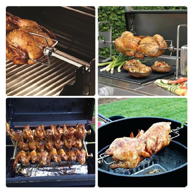 4 stycken mångsidiga rotisserie BBQ-gafflar i rostfritt stål för köttspett utomhus