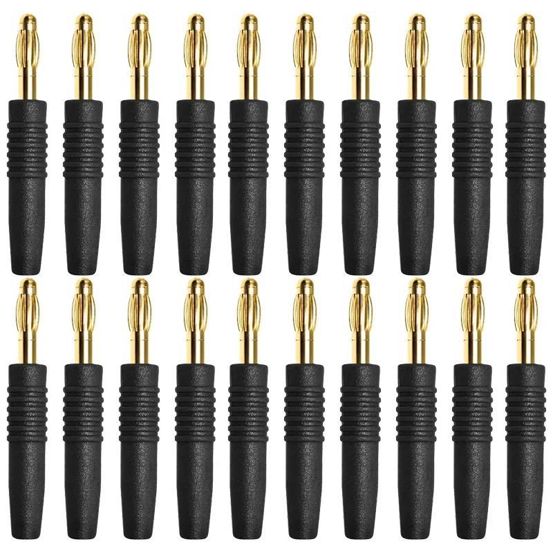 20Pcs 2mm Banana Plug Connector Banana Male Plugs Red Black Speaker Audio Wire Cable Connectors