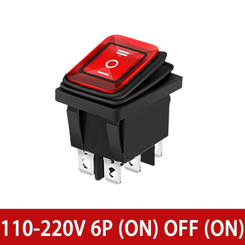 12V 24V / 110V 220V Waterproof Rocker Switch Red/Green LED Light Illuminated 4pins 2 position/6pins 3 position Toggle Switch