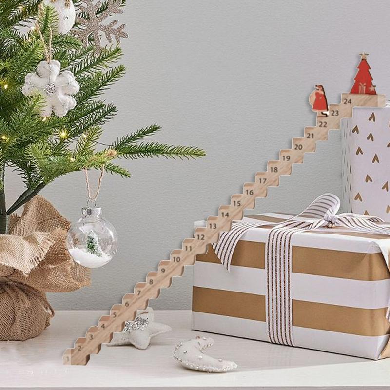 Wood Stairs Climbing Santa Traveling Christmas Advent Calendar Christmas Countdown Calendar Wooden Desk Decor For Christmas