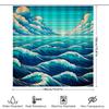 Ocean Blue Waves Shower Curtain With Clouds Waterproof Fabric For Bathroom Decor Artistic Modern Design 72X84 Inches