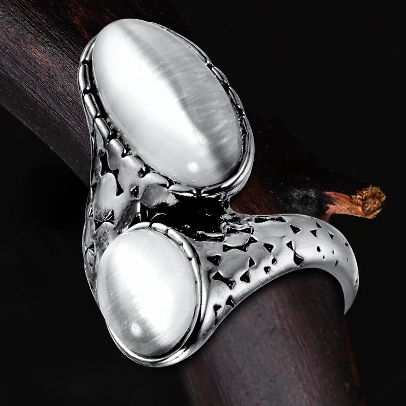 New Bohemian White Opal Ring  Color Big Oval Opal Cross Rings For Women Vintage Jewelry Drop Shipping