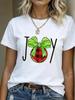 (Asian Size) T Shirt Print Casual New Year Short Sleeve T-shirts leopard Merry Christmas Fashion Women's Top O-neck Clothing Graphic Tee