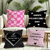 Valentines Day Stickers X Cushion Cover Reversible Plush Pillow Cover Soft Fluffy Home Decor for Sofa Bedroom