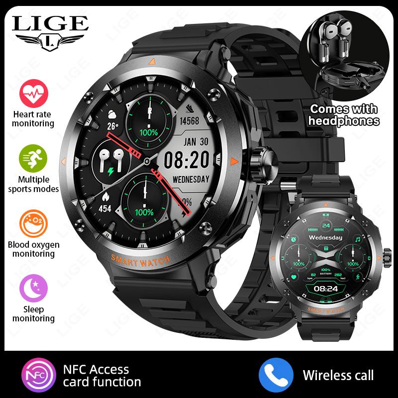 New Men NFC Smart Watch 1.46 inch Bluetooth Call Health Monitoring Alarm Clock Fashion Watch Men Women Holiday Gift чёрный