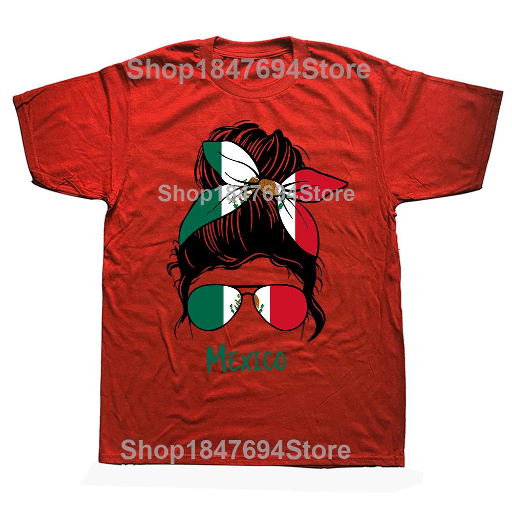 Funny Mexican Girl Hair Flag Mexico Pride T Shirt Tee Tops Round Neck ShortSleeve Fashion Tshirt Clothing Casual Basic Tshirts