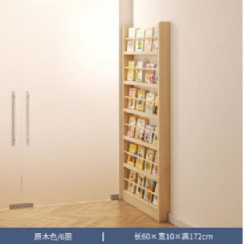 Behind the Door Bookshelf, Solid Wood Wall-mounted Storage Rack, Narrow Bookcase for Children's Rooms, Multi-layer Cabinet