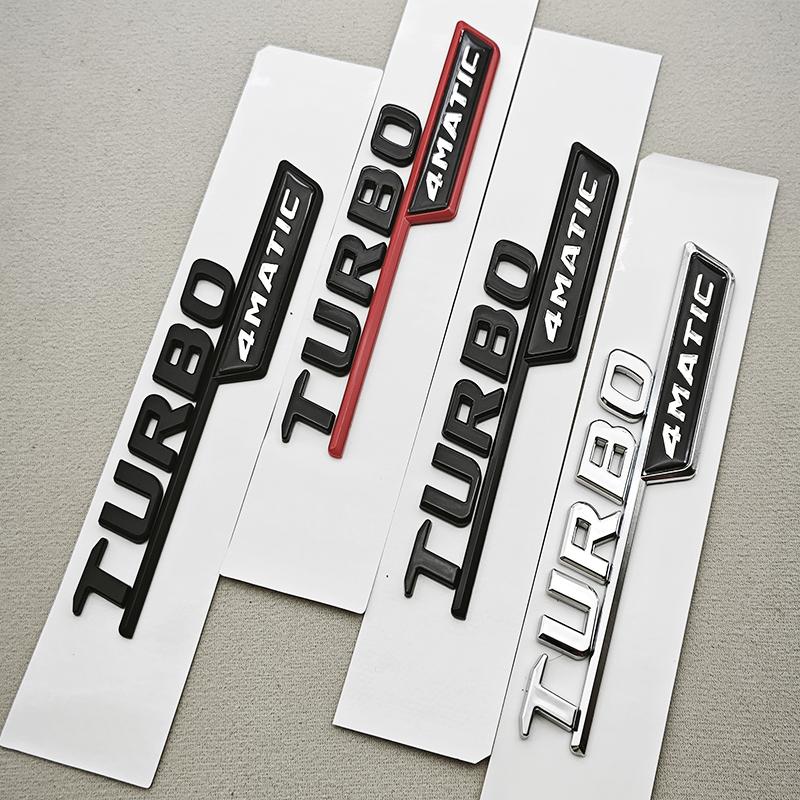 2pcs 3D ABS Chrome Car Letters TURBO 4MATIC Logo Fender Side Badge For Mercedes AMG A35 45 A45S W177 W176 Stickers Accessories