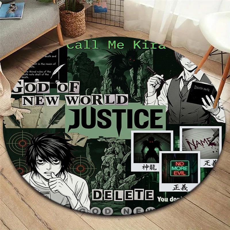 Death Note Round Area Rug Carpet Rug For Living Room Bedroom Sofa Playroom Decor Nonslip Floor Mat