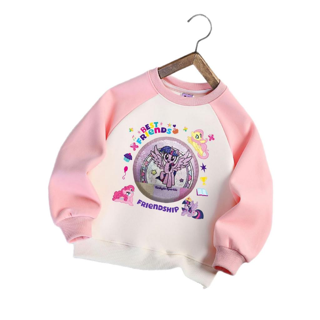2025 New Little Pony Sequin Color-Changing Long Sleeve Sweatshirt for Girls