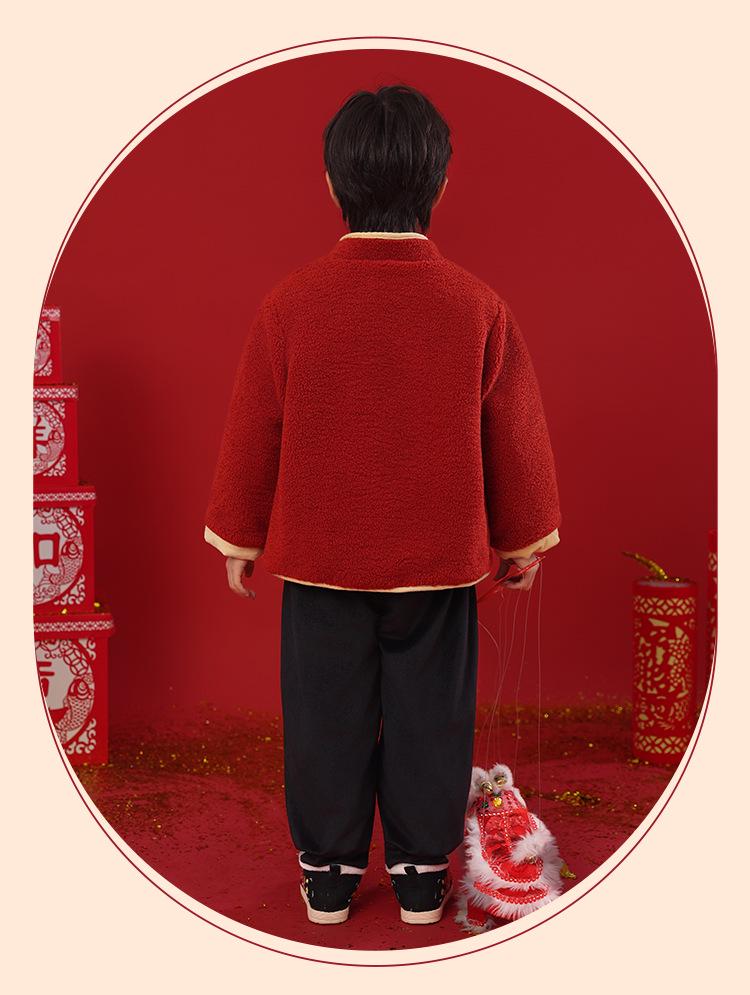 Children's New Year Outfits: Winter Coats, Boys' Sweaters, Girls' Greeting Clothes, Hanfu Sets in Chinese Style.