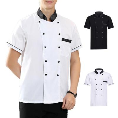 Unisex Şef Gömleği Mutfak Kruvaze Kısa Kollu Dik Yaka Leke Tutmaz Bol Mutfak Fırın Restoran Kantin Garson Üst Aşçı Üniforması