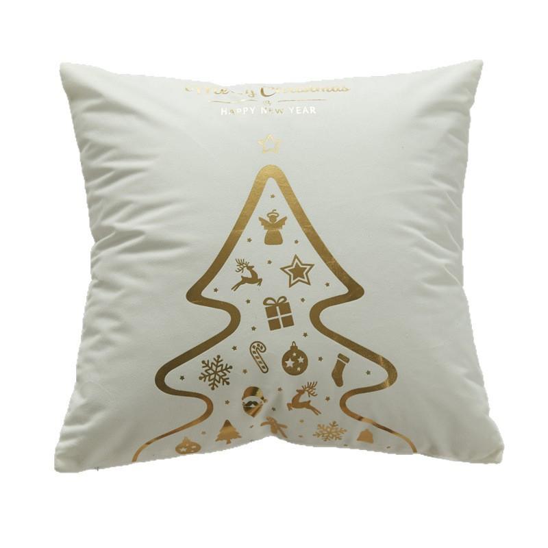Christmas Atmosphere Bronzing Craftsmanship Festive Feel Pillow Cover Fabric Soft and Comfortable Home Sofa Pillow Bedside Cushion