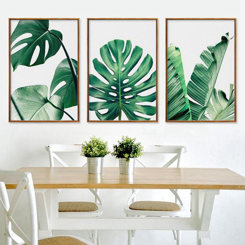 3pcs Canvas Green Plant Frameless Painting Ornament Poster Wall Background Decor 3pcs Canvas Green Plant Frameless Painting Ornament Poster Wall Background Decor
