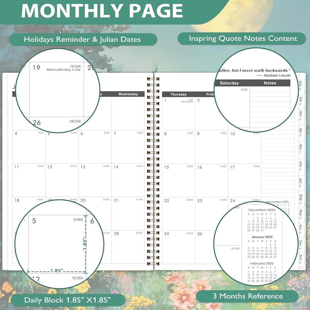 2026-2027 Monthly Planner - 2026-2027 Planner, Jan. 2026 - Dec. 2027, Monthly Planners 2026 with Tabs, 9" x 11", Twin-wire Binding, Back Pocket, Note