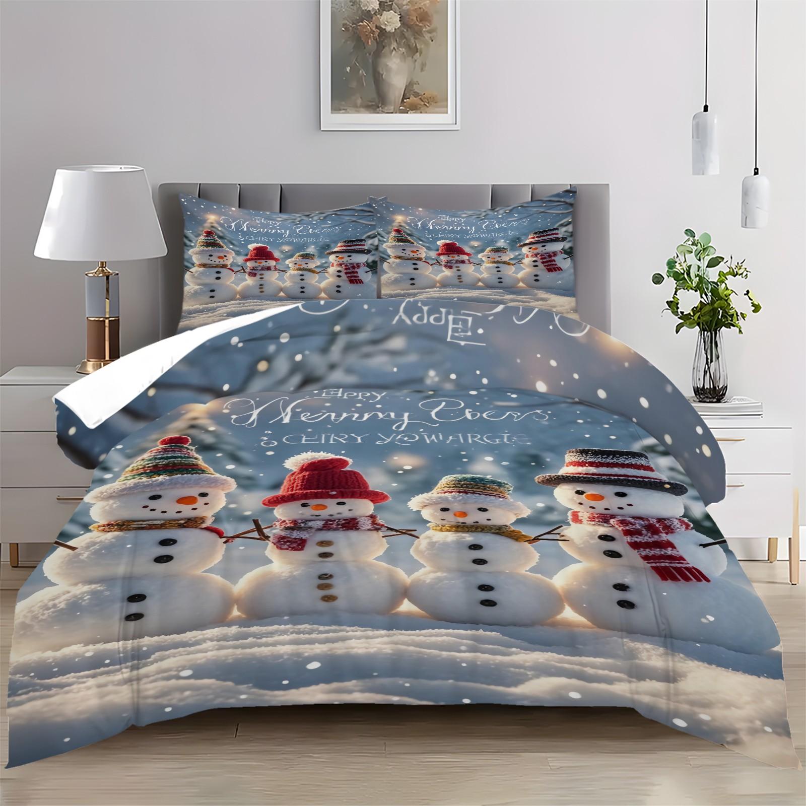 

Підодіяльник із принтом із різдвяними прикрасами Двоспальне ліжко з надзвичайно м’якої щітки з мікрофібри Зручний набір із застібкою-блискавкою та 2 наволочками One Size