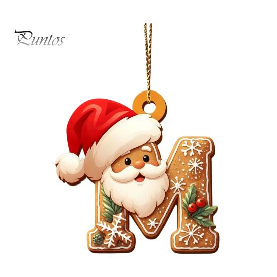 Christmas Tree Gingerbread Letter Ornaments 2D Flat Acrylic Ornaments, Pendant with Santa Claus, Personalized Alphabet Keepsake for Friends