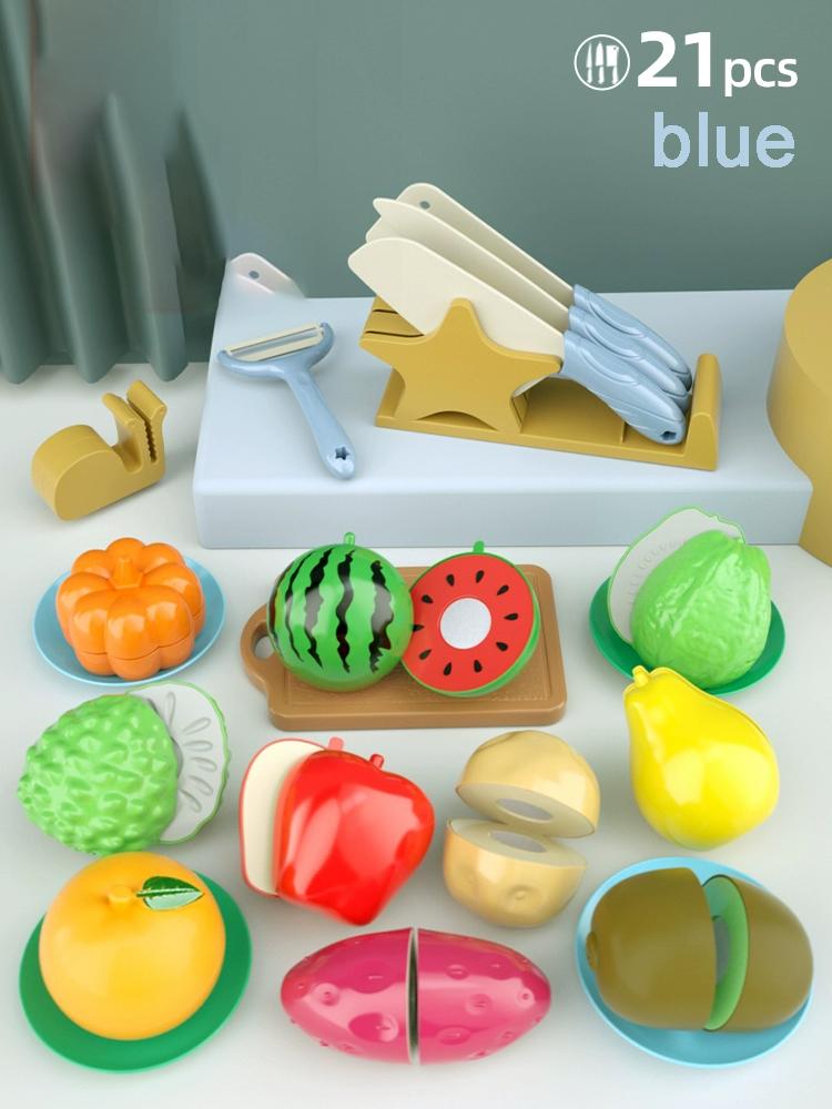 Children Pretend Play Simulated Kitchen Toys Plastic Cutting Accessories Food Fruit and Vegetable Kids Toy Boys Girl Christmas