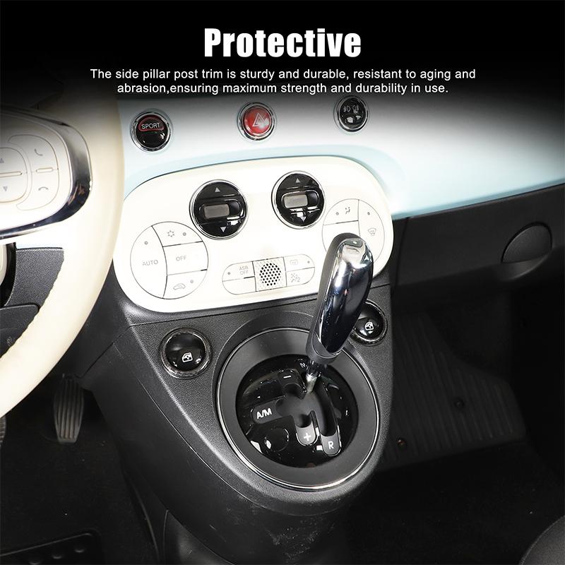 For Fiat 500 Abarth 595 695 2010-2022 Real Carbon Fiber Car Center Console Hazard Switch Ring Glass Lifting Frame Accessories