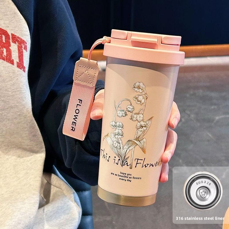 

Insulated Coffee Mug With Ceramic Inner And Stainless Steel Outer For Home Office Use Pink Stainless Steel