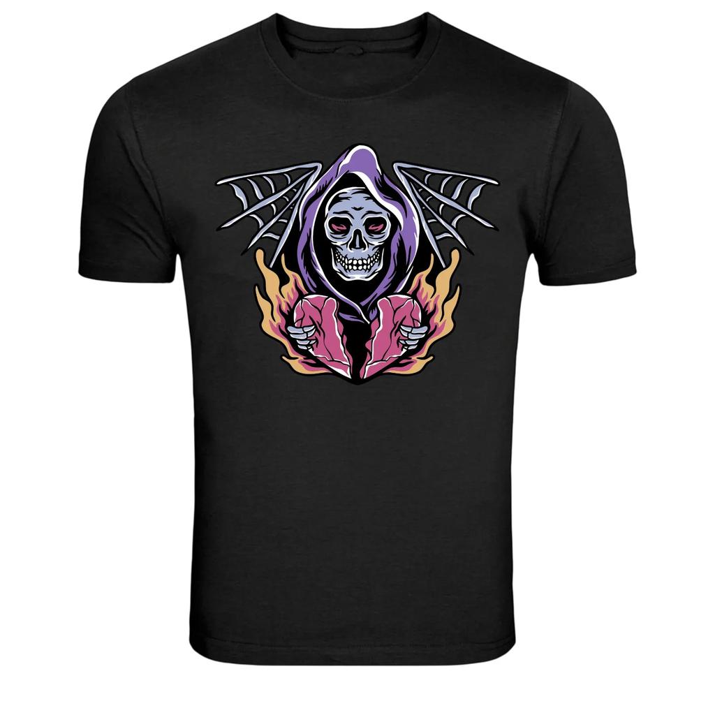 Grim Reaper Broken Heart Dark Gothic Graphic T-Shirt