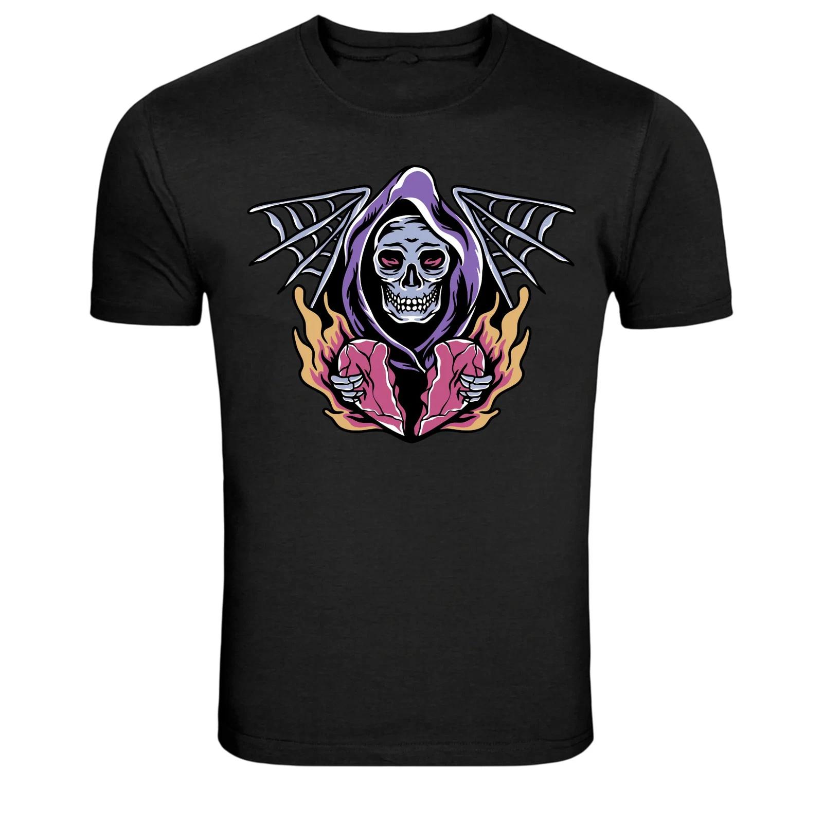 Grim Reaper Broken Heart Dark Gothic Graphic T-Shirt L